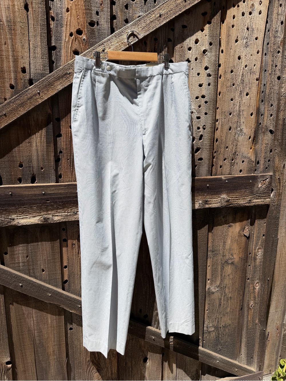 Cifonelli blue and white striped Classic Straight Fit trousers size 34 bespoke